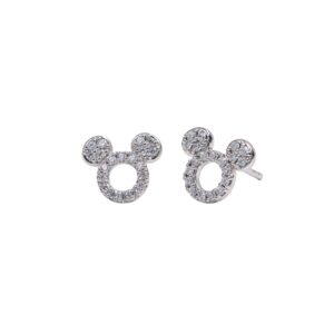 Mickey Mouse Silver Diamond Studs
